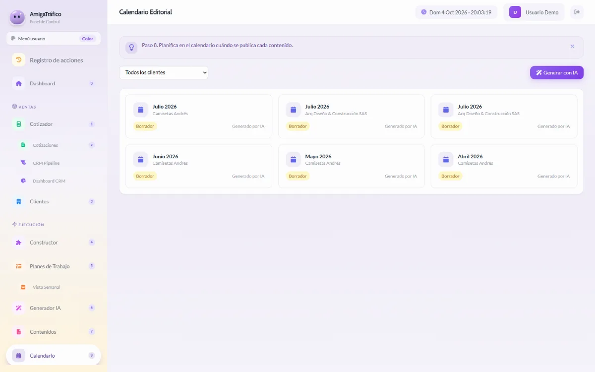 Calendario de contenido